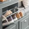 SoBuy Skoskab med 4 pladsbesparende rum Skoreol med 4 låger Længde 105 cm Bredde 24 cm Højde 83 cm Grå FSR79-HG