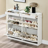 SoBuy FSR79-WG skoskabe, smal med 4 flap-narrow sko stativer, justerbar skohylde til hall og indgang, hallskab med spidsdækning, 103 x 82 x 23 cm, hvid, vintage, træåreffekt