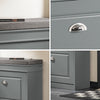 SoBuy Skoopbevaringssæt i Pearl Grey FSR82-K-HG + FSR79-HG - Kompakt skobænk med sædehynde og skoskab med 4 foldedøre (op til 16 par), entréopbevaring, 2-delt sæt