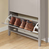 SoBuy FSR89-ka skoskabe, smalle skoholdere, skoagentur, smalle med 2 klapper og skuffer-rum til 12 par sko, moderne design til hall og hall, let monteringslys brun B 78 x T24 x H108 cm