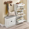SoBuy FSR94-WG skoskabe, smal med 3 flap-narrow sko stativer, justerbar skohylde til hall og indgang, hallskab med spidsdækning, 53 x 118 x 24 cm, hvid, vintage, træåreffekt