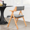 SoBuy FST98-HG massivt træ foldbar spisestuestol med hynde - Komfortabel klapstol til køkken, stue, kontor eller terrasse, pladsbesparende design, grå