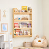 SoBuy KMB08-N Børnebogreol, børneværelses væghylde, børnehylde, opbevaringshylde med 4 hylder til bøger, legetøj og dekoration, børneværelsesmøbler, natur, 80 x 118 x 12 cm