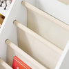 SoBuy KMB119-W Montessori Bookcracker børnebørn med stoflommer, 3 hylder og fiberlommer legetøjshylde og opbevaring børneværelset møbler hvide 80 x 80 x 40 cm