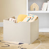 SoBuy KMB119-W Montessori Bookcracker børnebørn med stoflommer, 3 hylder og fiberlommer legetøjshylde og opbevaring børneværelset møbler hvide 80 x 80 x 40 cm