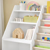 SoBuy KMB119-W Montessori Bookcracker børnebørn med stoflommer, 3 hylder og fiberlommer legetøjshylde og opbevaring børneværelset møbler hvide 80 x 80 x 40 cm