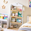 SoBuy KMB121-WN Børnebogreol, børnehylde, legetøjshylde med 4 hylder til bøger og dekoration, Montessorihylde, børneværelsesmøbler, hvid og natur, 60 x 130,5 x 15 cm