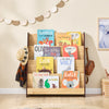 SoBuy KMB32-N Boghylde Børn Montessori Børnehylde med 4 opbevaringsrum og 2 kroge hylde Børns værelse Toy Storage Book Frame hængende rum Natur 91 x 89 x 30 cm