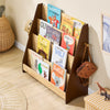 SoBuy KMB32-N Boghylde Børn Montessori Børnehylde med 4 opbevaringsrum og 2 kroge hylde Børns værelse Toy Storage Book Frame hængende rum Natur 91 x 89 x 30 cm