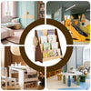 SoBuy KMB32-N Boghylde Børn Montessori Børnehylde med 4 opbevaringsrum og 2 kroge hylde Børns værelse Toy Storage Book Frame hængende rum Natur 91 x 89 x 30 cm