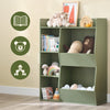 SoBuy KMB55-K-GR Børns boghylde Montessori hyldebørn med 5 åbne rum børnehylde til legetøj opbevaring grøn 80 x 104 x 34 cm
