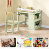 SoBuy KMB60-GR Børns bord med 1 stol, højstolsgruppe med 1 papirrulleholder, børnebord, stol, legebord og målbord for børneværelser, målborde til børn, grøn 80 x 66 x 50 cm
