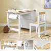 SoBuy KMB60-WN børnebord med 1 stol, højstolsgruppe med 1 papirrulleholder, børnebord, stol, legebord og målbord for børneværelser, måltabeller for børn, hvid og natur 80 x 66 x 50 cm