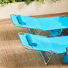 SoBuy Sammenklappelig liggestol med nakkestøtte Solseng med lomme Relaxstol Relaxstol blå OGS35-B