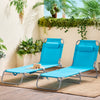 SoBuy Sammenklappelig liggestol med nakkestøtte Solseng med lomme Relaxstol Relaxstol blå OGS35-B