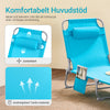 SoBuy Sammenklappelig liggestol med nakkestøtte Solseng med lomme Relaxstol Relaxstol blå OGS35-B