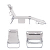 SoBuy 2 stk Sammenklappelige liggestole med nakkestøtte Solsenge med lomme Relaxstole beige OGS35-MIx2