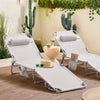 SoBuy 2 stk Sammenklappelige liggestole med nakkestøtte Solsenge med lomme Relaxstole beige OGS35-MIx2