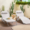 SoBuy 2 stk Sammenklappelige liggestole med nakkestøtte Solsenge med lomme Relaxstole beige OGS35-MIx2