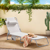 SoBuy 2 stk Sammenklappelige liggestole med nakkestøtte Solsenge med lomme Relaxstole beige OGS35-MIx2