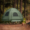 SoBuy Sammenfoldelig 4-i-1 campingtelt med hævet seng til 2 personer-inklusive alus seng, sovepose, luftmadras og bærepose-maksimal vægt 180 kg-grøn | OGS61-l-gr