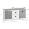 SoBuy Skoholder med sæde Skobænk med hynde Skoskab med 2 skuffer og 2 kurve Længde100 cm Bredde 35 cm Højde 50 cm Belastning 150 KG, hvid FSR66-HG