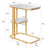 SoBuy Sofabord, Moderne sidebord, Sofabord i glam-stilen, bordplade med marmor-effekt og guldfarvede ben, FBT110-G