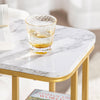 SoBuy Sofabord, Moderne sidebord, Sofabord i glam-stilen, bordplade med marmor-effekt og guldfarvede ben, FBT110-G