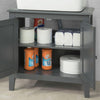 SoBuy Badeværelsesskab Hjørneunderskab med låger Underskab til vask toiletskab hjørneskab grå FRG202-DG