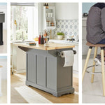 Fritstående Kitchen Island, det robuste design og de fire hjul giver dig mulighed for nemt at bevæge dig rundt i rullende bord og bruge det, hvor du vil.