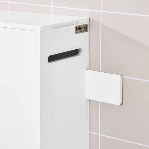 SoBuy Hvid Vægmonteret Hylde med Toiletrulleholder BZR199-W