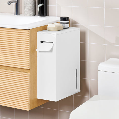 SoBuy Hvid Vægmonteret Hylde med Toiletrulleholder BZR199-W