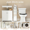 SoBuy BZR219-W Badeværelsesskab smalt 20 cm toiletpapirskab med skuffe og papirrulleholder, badeværelses sideskab stående, lille nichehylde til toilet og badeværelse, hvid