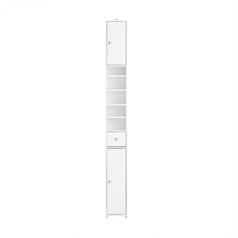 SoBuy Højt badeværelsesskab med 1 skuffe og 2 døre, hvid BZR34-W