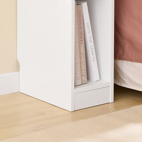 SoBuy 20 cm bredt smalt natbord med bølgedesignboks, smalle sideborde, sengeborde til soveværelser og stuer, højt smalt bord, hvid og træbh, ca. 20 x 60 x 35 cm FBT111-W