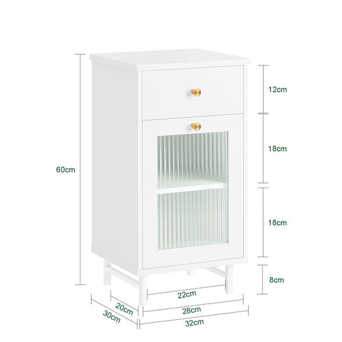 SoBuy Sengebord Cafébord Sofabord med skuffe Sidebord FBT133-W