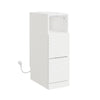 SoBuy FBT149-E-WG Slankt natbord med opladning og sensor-LED, 20x35x60cm | 20 cm bredt sidebord med fodlisteudskæring, pladsbesparende til soveværelser og små værelser, hvid imiteret træ