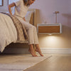 SoBuy FBT167-E-W natbord med 3 skuffer og LED-lys, 3 justerbare lysefarver, moderne sengebord til soveværelser og stuer, B 41 × D 40 × H 52 cm, hvid