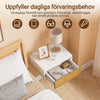 SoBuy FBT167-E-W natbord med 3 skuffer og LED-lys, 3 justerbare lysefarver, moderne sengebord til soveværelser og stuer, B 41 × D 40 × H 52 cm, hvid