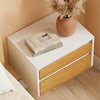 SoBuy FBT167-E-W natbord med 3 skuffer og LED-lys, 3 justerbare lysefarver, moderne sengebord til soveværelser og stuer, B 41 × D 40 × H 52 cm, hvid