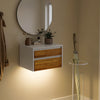 SoBuy FBT167-E-W natbord med 3 skuffer og LED-lys, 3 justerbare lysefarver, moderne sengebord til soveværelser og stuer, B 41 × D 40 × H 52 cm, hvid