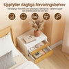 SoBuy FBT167-E-W natbord med 3 skuffer og LED-lys, 3 justerbare lysefarver, moderne sengebord til soveværelser og stuer, B 41 × D 40 × H 52 cm, hvid