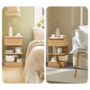 SoBuy FBT49-Nx2 sengebord - 2-pak med 1 skuffe og 2 hylder, moderne opbevaringsmøbler til soveværelse, L39 x D39 x H65 cm, Natural