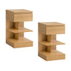 SoBuy FBT49-Nx2 sengebord - 2-pak med 1 skuffe og 2 hylder, moderne opbevaringsmøbler til soveværelse, L39 x D39 x H65 cm, Natural