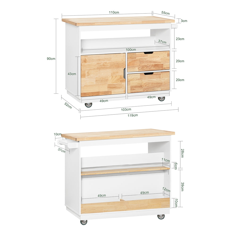 SoBuy Kitchen Island on Wheels, Kitchen Islands, Work Table Kitchens