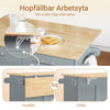 SoBuy FKW129-WN Kitchen Wagon on Wheels-Kitchen Island med foldet arbejdsoverflade, 2 skuffer og justerbare hylder, mobil serveringsvogn til køkken eller spisestue, hvid 113x91x (44–69) cm