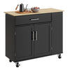 SoBuy FKW133-WN Kitchen Island med arbejdsområde-rulle køkkenvogn og serveringsvogn med kasse, fritstående køkkenø på hjul til køkken, spisestue og udendørs, hvid 99x40x85 cm