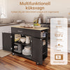 SoBuy FKW133-WN Kitchen Island med arbejdsområde-rulle køkkenvogn og serveringsvogn med kasse, fritstående køkkenø på hjul til køkken, spisestue og udendørs, hvid 99x40x85 cm