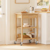 SoBuy FKW135-N Trækul Bambus Køkkenvogn - Trærullevogn til køkkenet, Antibakteriel, Fugtbestandig, Lugtfri, Perfekt til køkken, hjem og spisestue 58×40×86 cm
