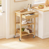 SoBuy FKW135-N Trækul Bambus Køkkenvogn - Trærullevogn til køkkenet, Antibakteriel, Fugtbestandig, Lugtfri, Perfekt til køkken, hjem og spisestue 58×40×86 cm